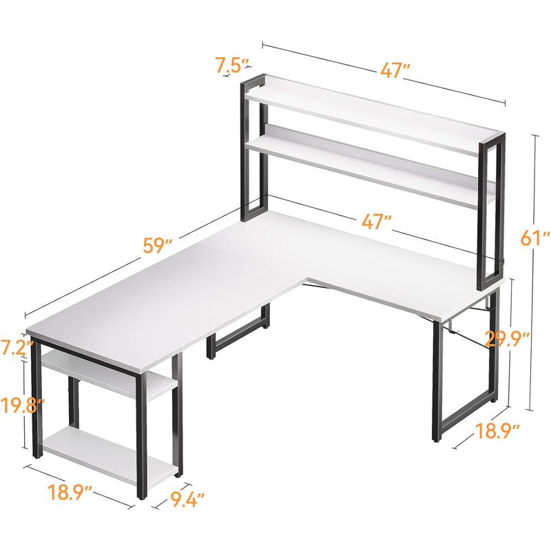 Malliyah L-Shaped Metal Base Computer Desk