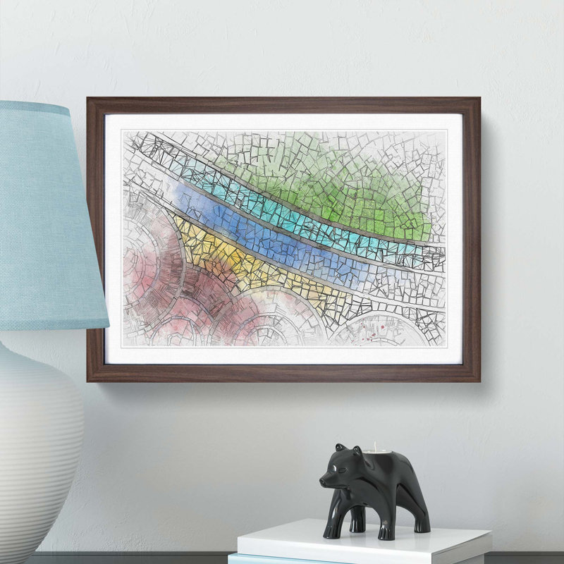 Mosaic Art in Abstract - Picture Frame Graphic Art Print, 62cm H x 87cm W x 2cm D, Walnut Framed