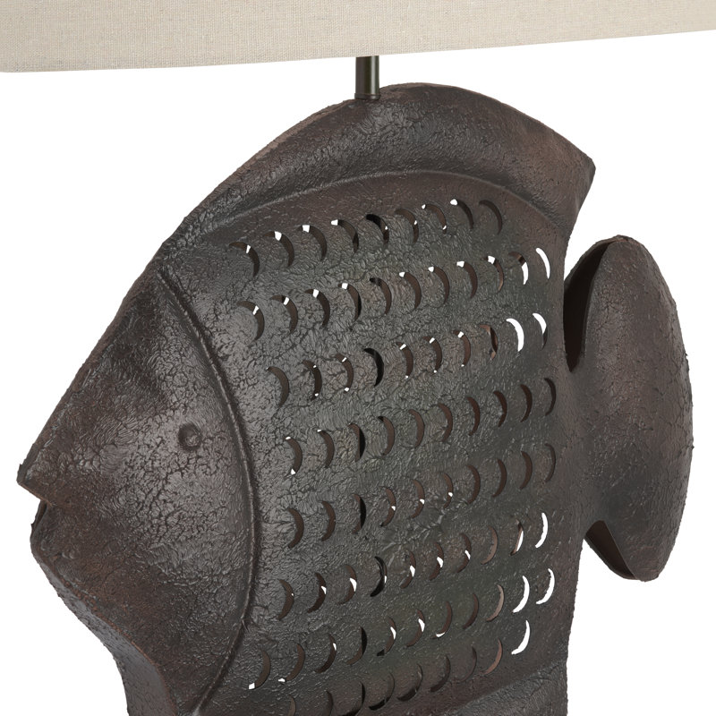 30" Metal Table Lamp With Oat Shade