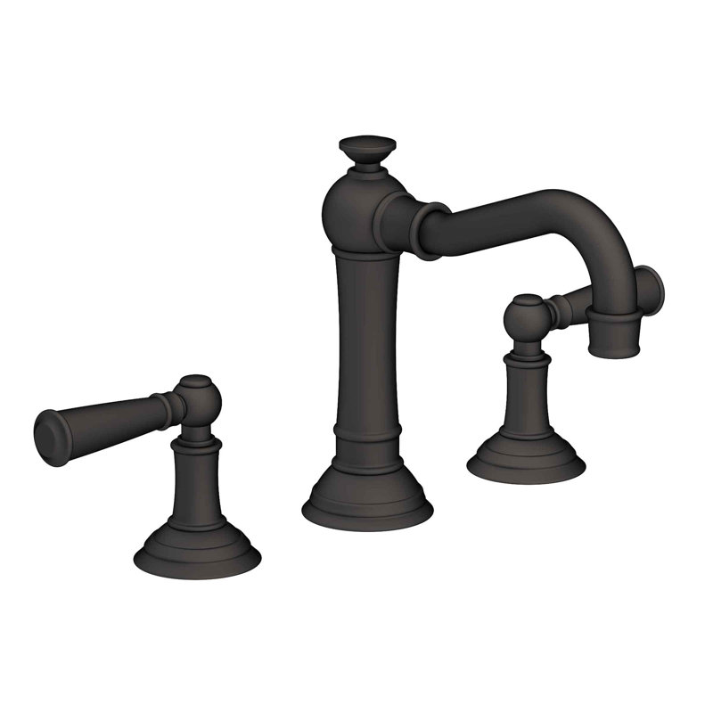Jacobean Widespread Bathroom Faucet with Drain Assembly, Flat Black