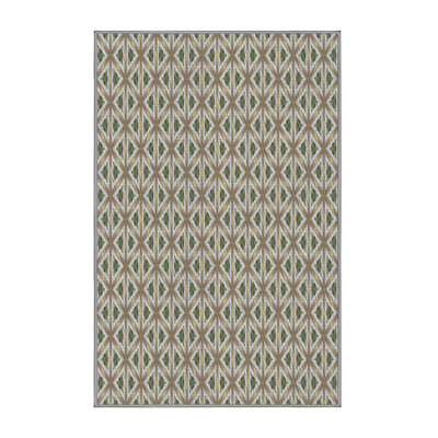 Tapis brun/vert à motifs