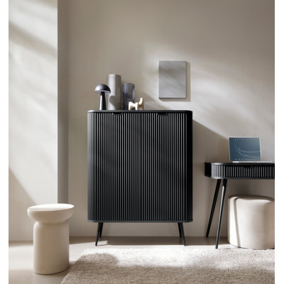 Zova High Sideboard Two Door With Slatted Fronts 103 cm With Legs