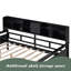 Lit de jour double, support en lattes de bois, avec tablette de chevet-1931569363