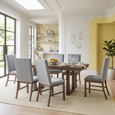 Debarath Elegant 7-Piece Dining Set, Wood Dining Table with Extendable Butterfly Leaf and Upholstered Chairs