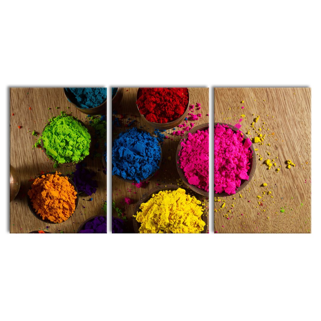 3-tlg. Leinwandbilder-Set Indian Colour Powders