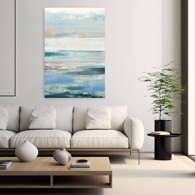 Vagues abstraites sereines, art côtier contemporain, H 60 po x l 40 po