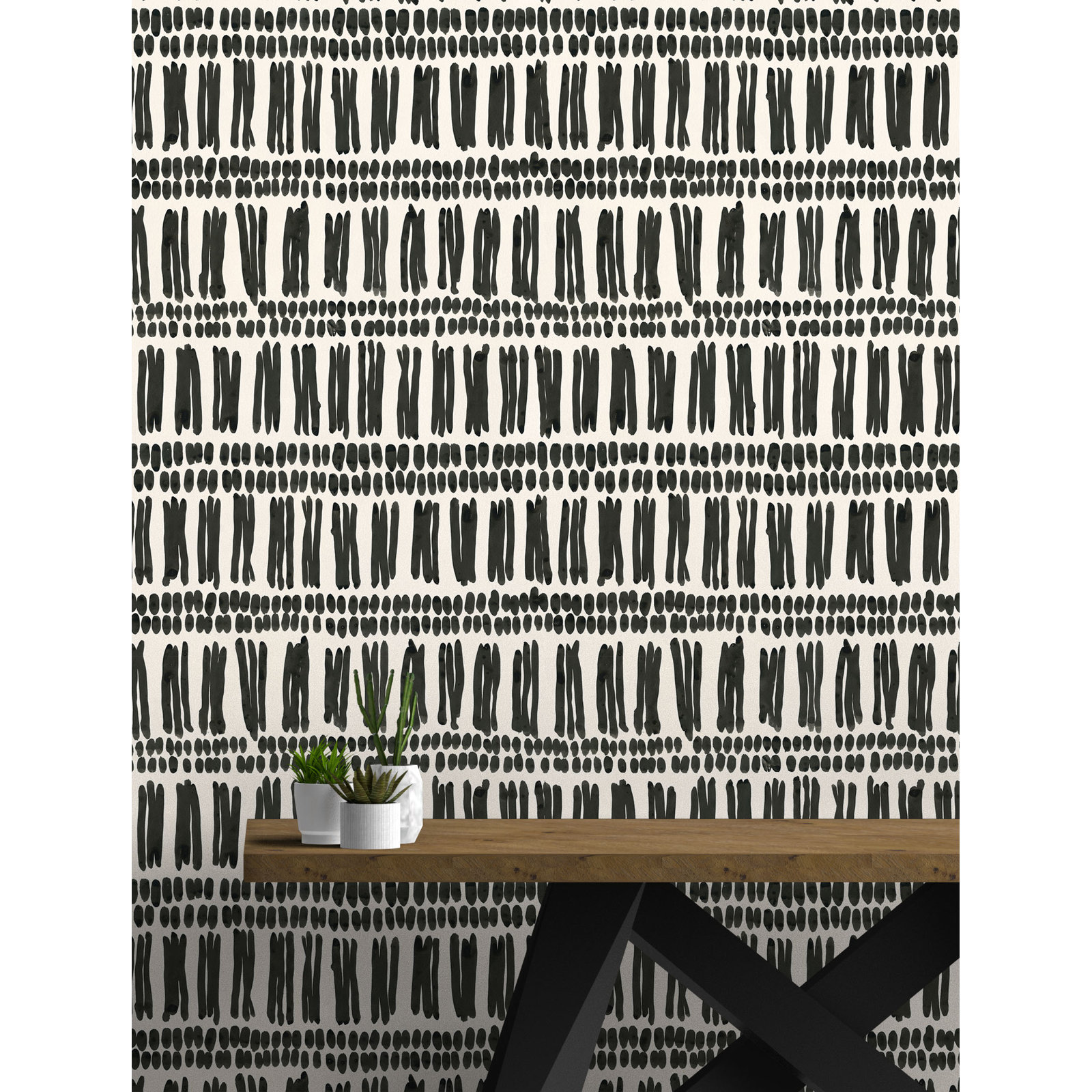 Orlo Abstract Wallpaper, Cream/Black