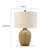 Gee 23 Inch Table Lamp Set Of 2, Ivory Drum Shade, Tan Geometric Pot Base