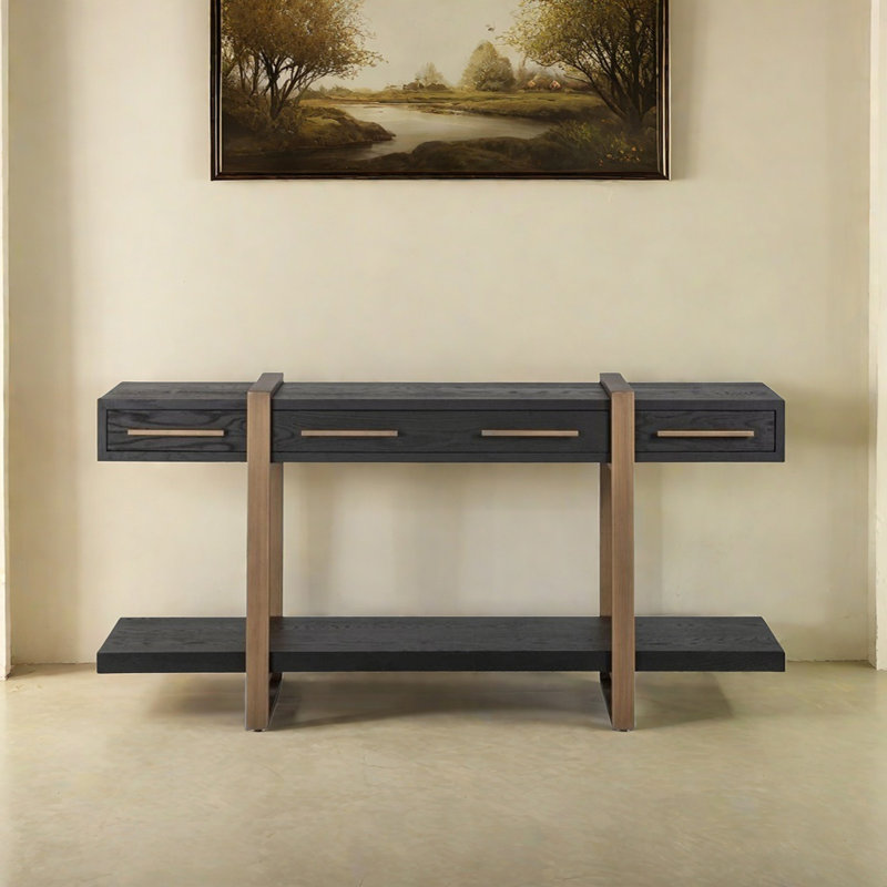 Console Minimalist Art avec 3 tiroirs, H 31,89 po x l 62,99 po x P 17,72 po