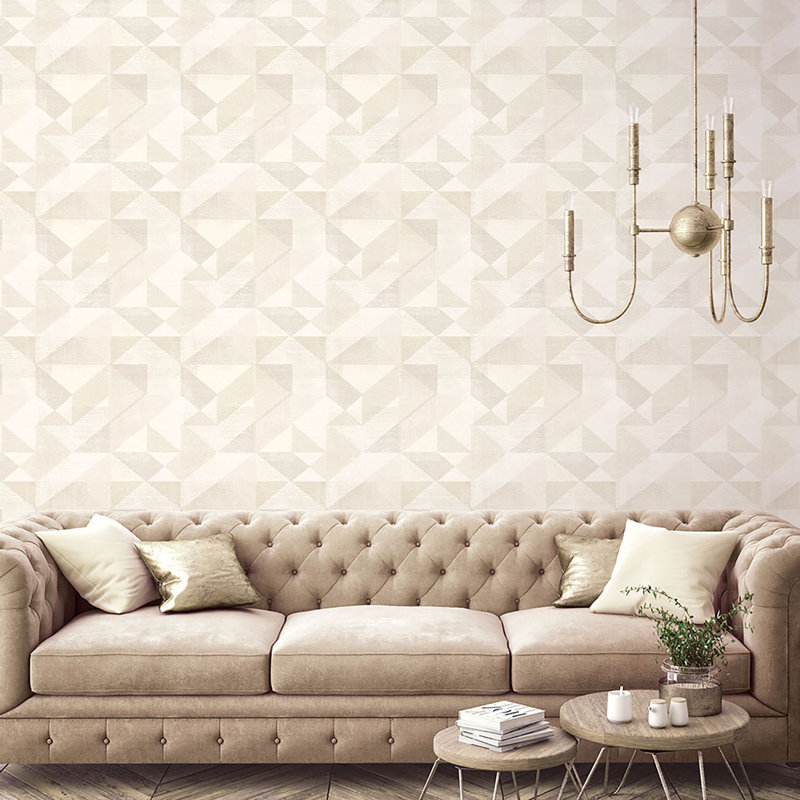Geometrix 10m x 52.8cm Satin Wallpaper Roll, Beige