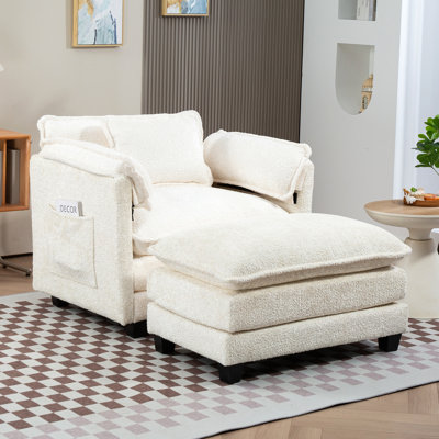 Canapé surdimensionné d'intérieur, repose-pieds portatif, canapé-lit simple Boucle avec siège plus large, coussin double profond