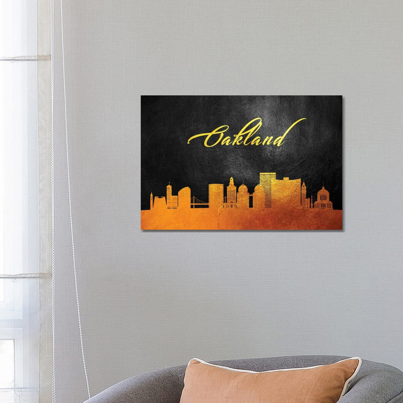 Oakland California Gold Skyline by Adrian Baldovino - Wrapped Canvas Print, 66.04 cm H x 45.72 cm W x 3.175 cm D