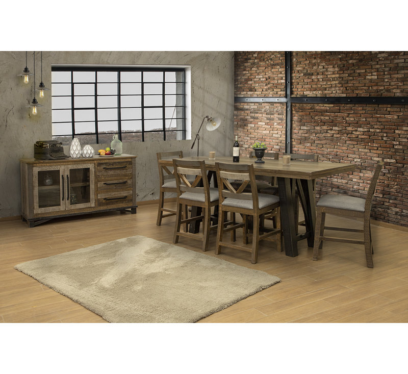 Loft Brown Pine Solid Wood Dining Table