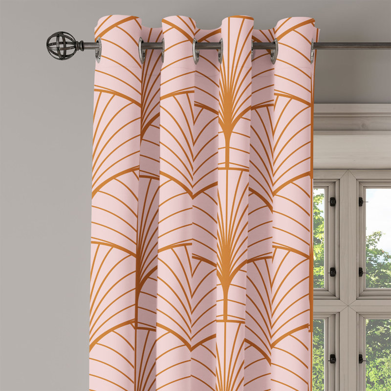 Satin Semi Sheer Curtain Pair, Cinnamon/Blush, 50" W x 108" L