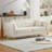 " mid-century modern chenille sofa | tufted buttons & copper nail armrest | 2 pillows | metal legs | stylish living room couch-839487498-855021893