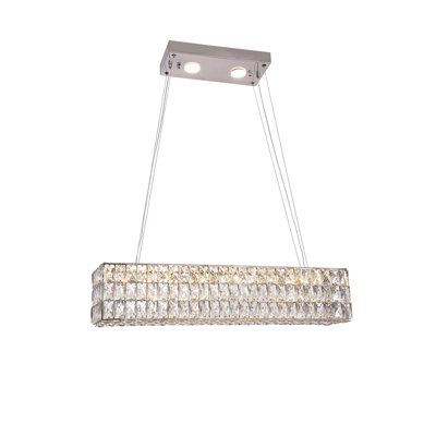 3-Light Chrome LED Chandelier With Clear Crystals