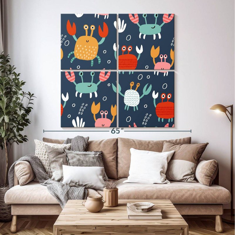 Ashelle, motif de crabes mignons, H 50 po x l 50 po