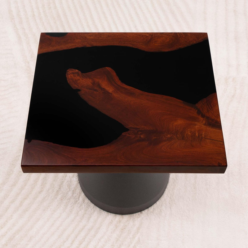 Plateau de table carré en bois franc noir, H 1,8 po x L 19 po x l 19 po