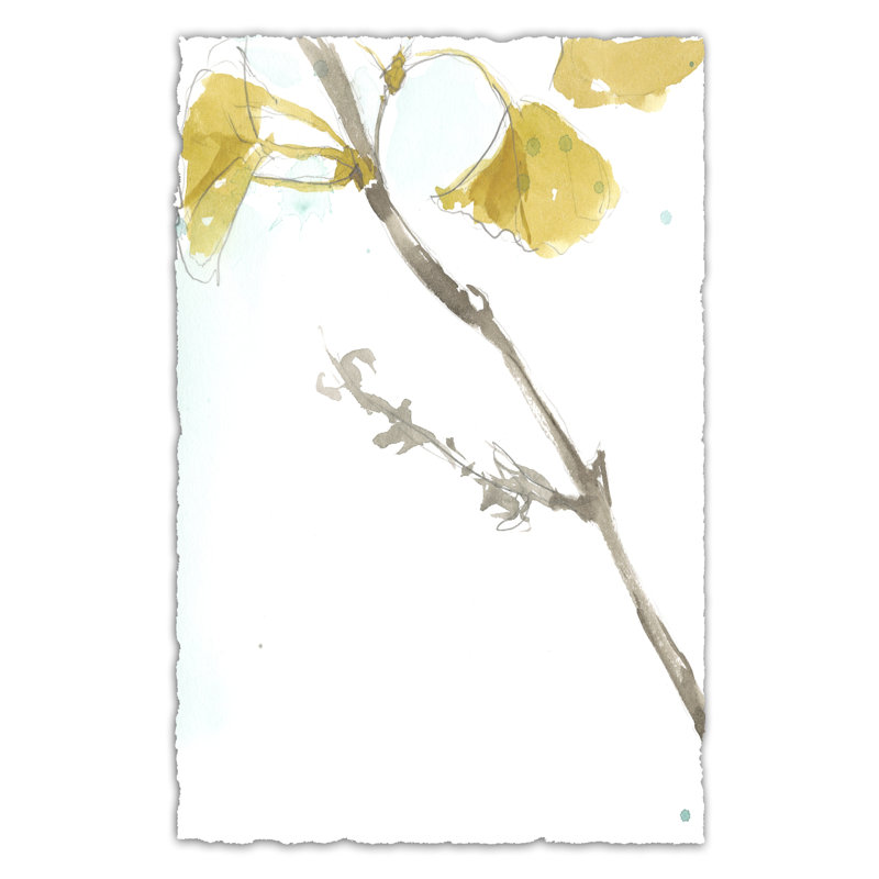 Ginkgo On Dusty Teal VI by Jennifer Goldberger - Wrapped Canvas Painting, 30cm H x 20cm W x 3.8cm D