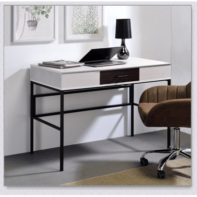 Verster Built-in USB Port Writing Desk, Natural & Black Finish