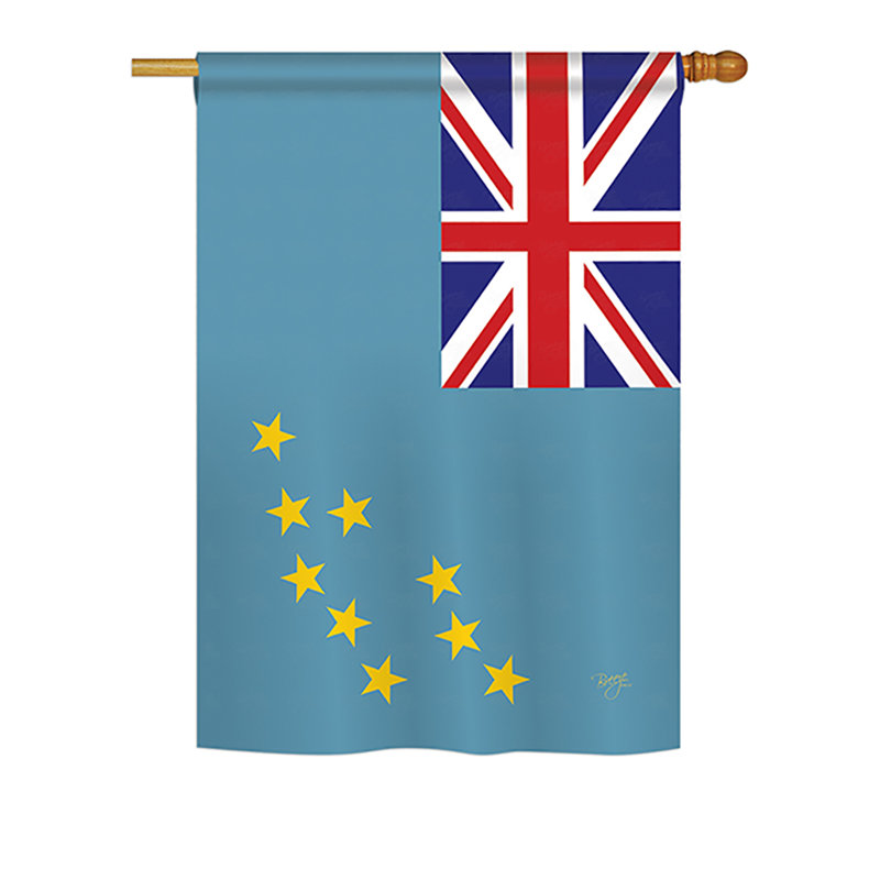 Drapeau maison en polyester 2 côtés tuvalu, H 40 po x l 28 po