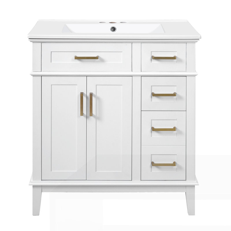 Meuble-lavabo 30 po avec lavabo en céramique, Blanc