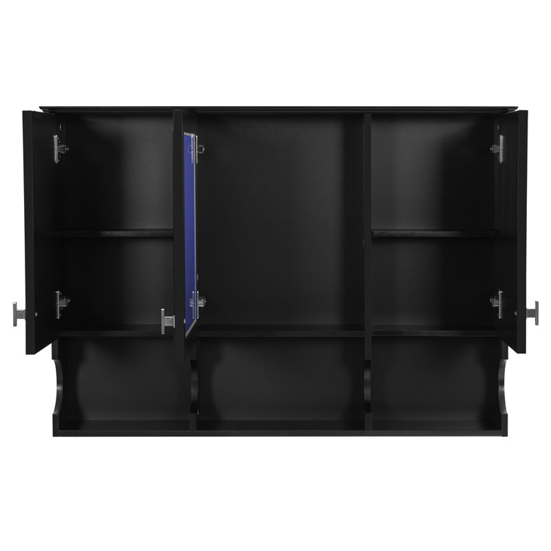 Armoire à pharmacie de 41 pouces avec miroir mural, 3 portes, tablettes réglables et rangement pour le salon