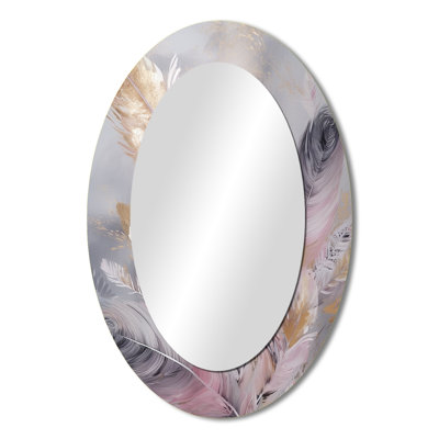 Pink Feather Wanderlust - Pink Glam Oval Wall Mirror