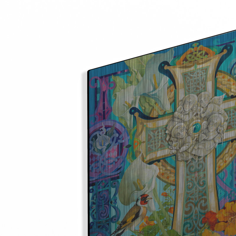Art mural en métal Red Barrel Studio «Celtic Cross» par David Galchutt, H 16 po x l 12 po