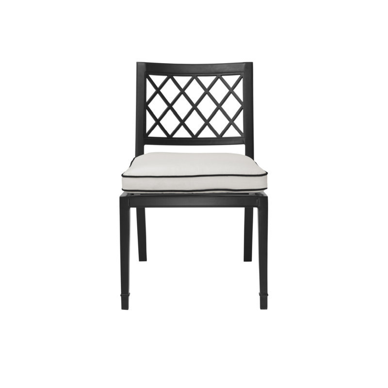 Chaise de patio avec coussin Bersum, Cadre noir / coussin blanc