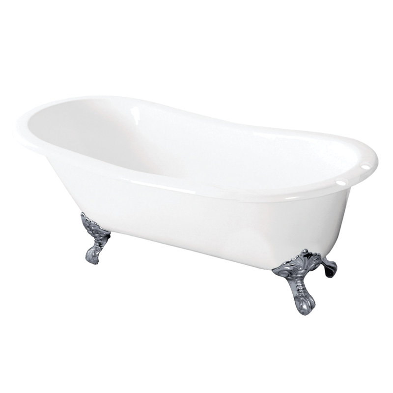 Baignoire sur pattes ovale en fonte 57 po Tazatina Kingston, Chrome poli