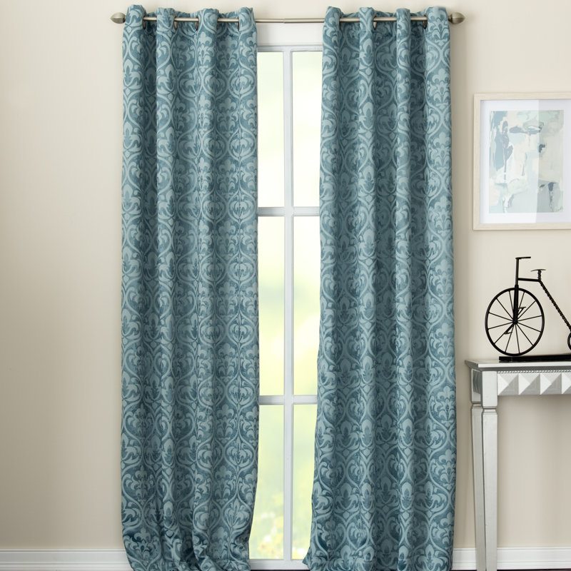 Burslem 100 Polyester Room Darkening Triple Weave Geometric Print Curtain Panel with Grommet Top , 50" W x 84" L, Tral