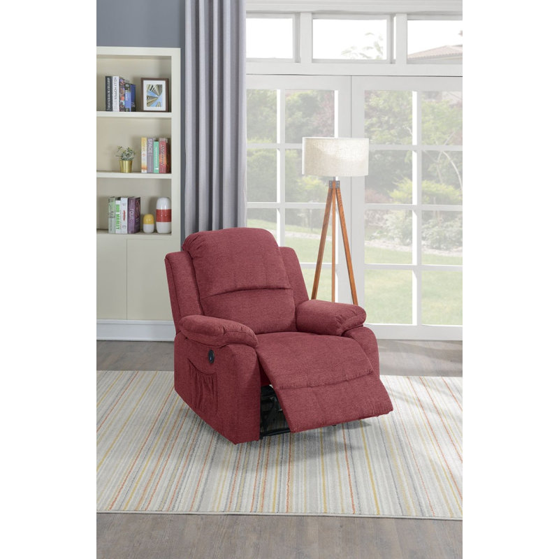 Upholstered Power Recliner, Paprika Red Velvet