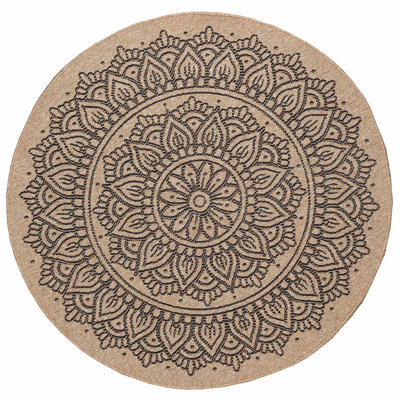 Round Garran Oriental Machine Woven Polypropylene Area Rug in Black/Cream -  East Urban Home, 51699D8B5CF34BC7A1896FFFE75F7758