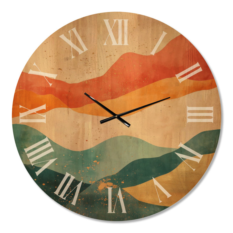 Horizon des dunes du désert - Horloge murale surdimensionnée en bois de style bohème, Extra Large
