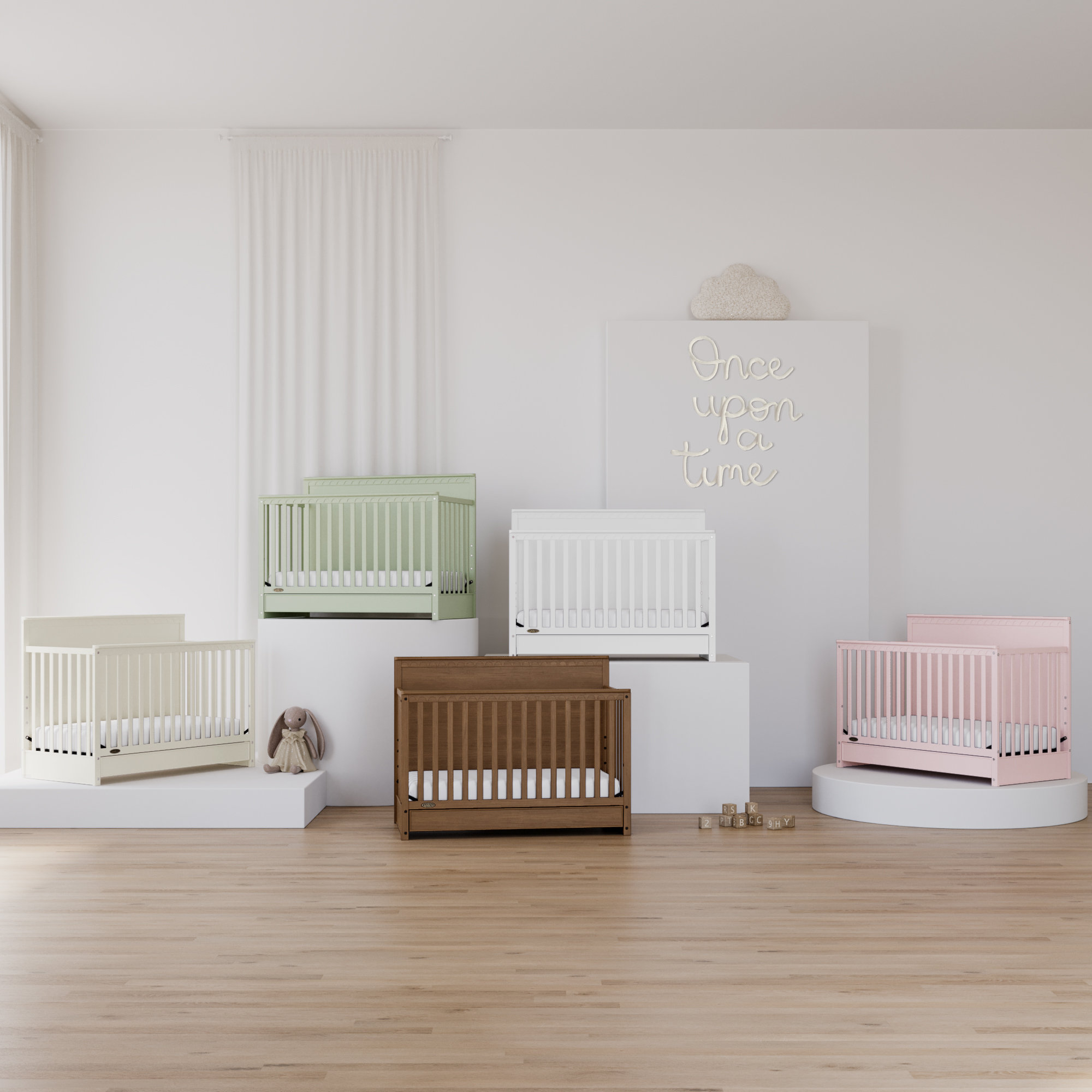 Sasha 5-In-1 Convertible Crib With Drawer, Frosted Oat