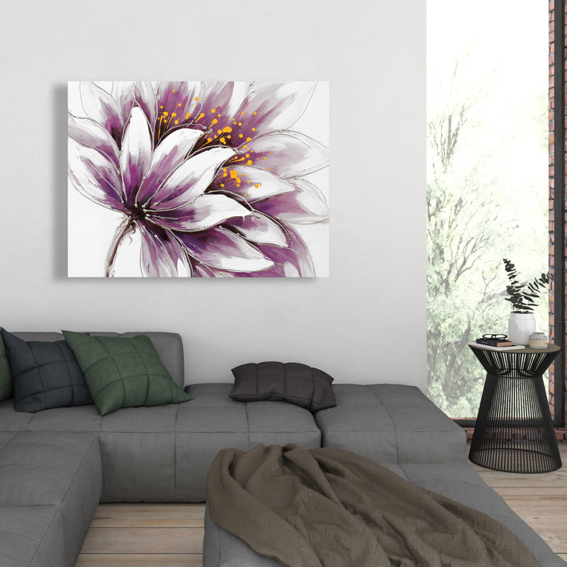 Toile fleur mauve | Art floral floral pour la maison