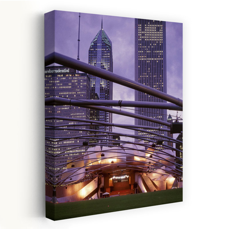 USA Illinois Chicago Millennium Park Pritzker Pavilion Outdoor Amphitheater by Ron Schramm - Wrapped Canvas Print