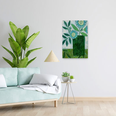 Contemporary Art Abstract Contemporary Modern Daisy Flower Landscape Art by Susan Black - Wrapped Canvas Print