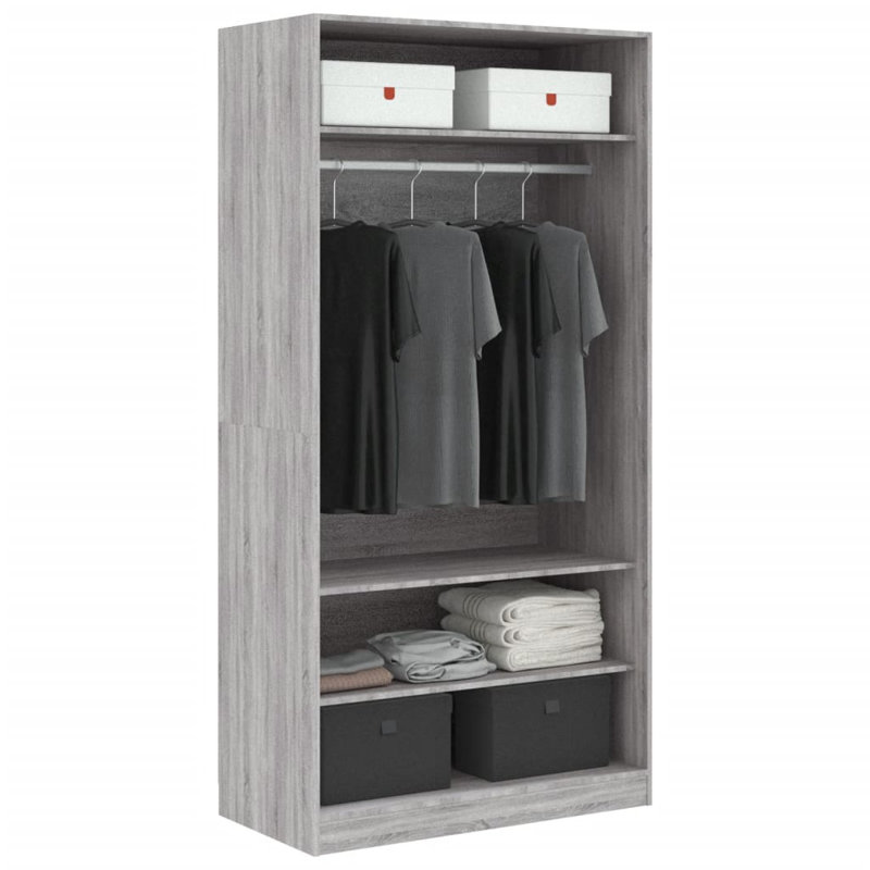 Krijn 0 Door Manufactured Wood Wardrobe, Grey Sonoma