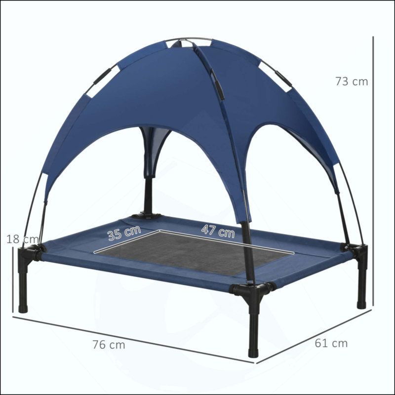Lit surélevé portatif pour chien avec abat-jour de protection UV