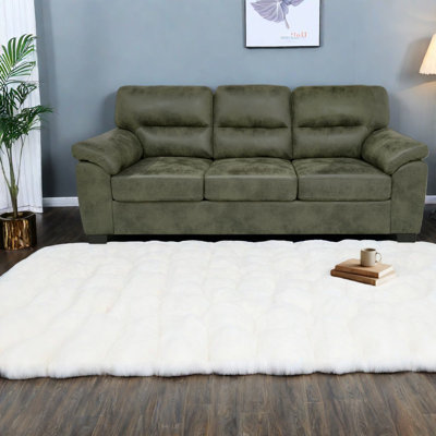 Modern Sofas 81 Inch Foil Fabric 3 Seater, Olive Green For Home