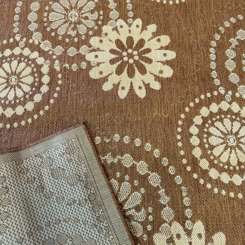 Tapis tissé à la machine intérieur / extérieur brun et beige Piyush Sunburst, 5 pi x 8 pi