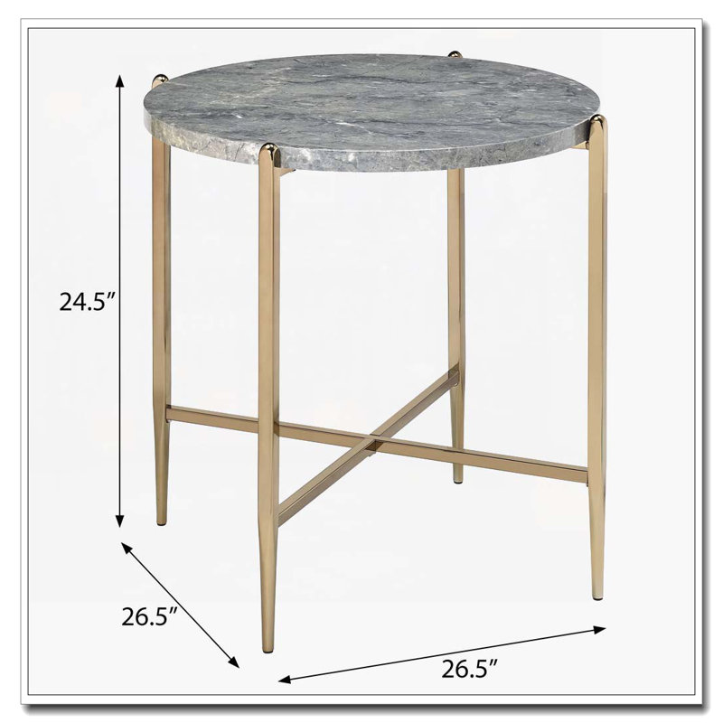 Table de bout ronde grise et champagne