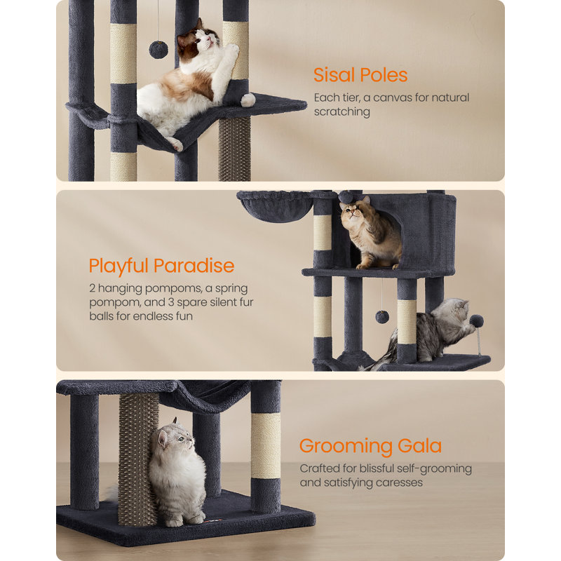 175cm H Cat Tree, Dark Grey