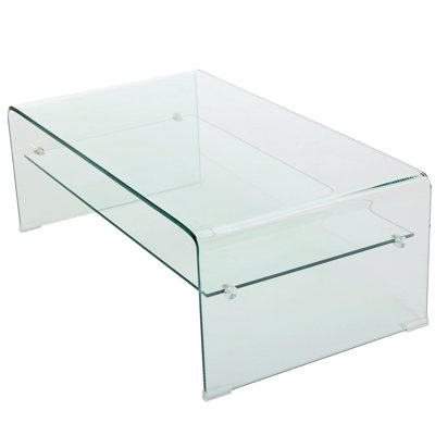 Flora Tempered Glass Coffee Table with Storage Shelf