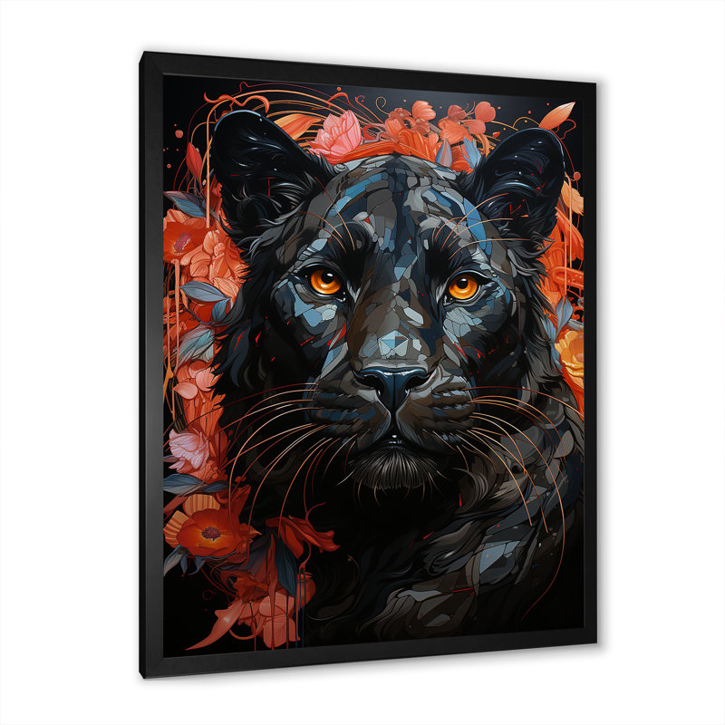 Présence Graffiti Urban Panther, Cadre simple noir, H 44 po x l 34 po x P 1,5 po