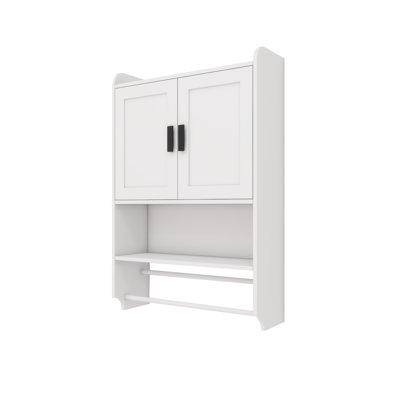 Armoire de salle de bain au-dessus de la toilette - Tablette réglable, barre à serviettes et porte-papier mural élégant