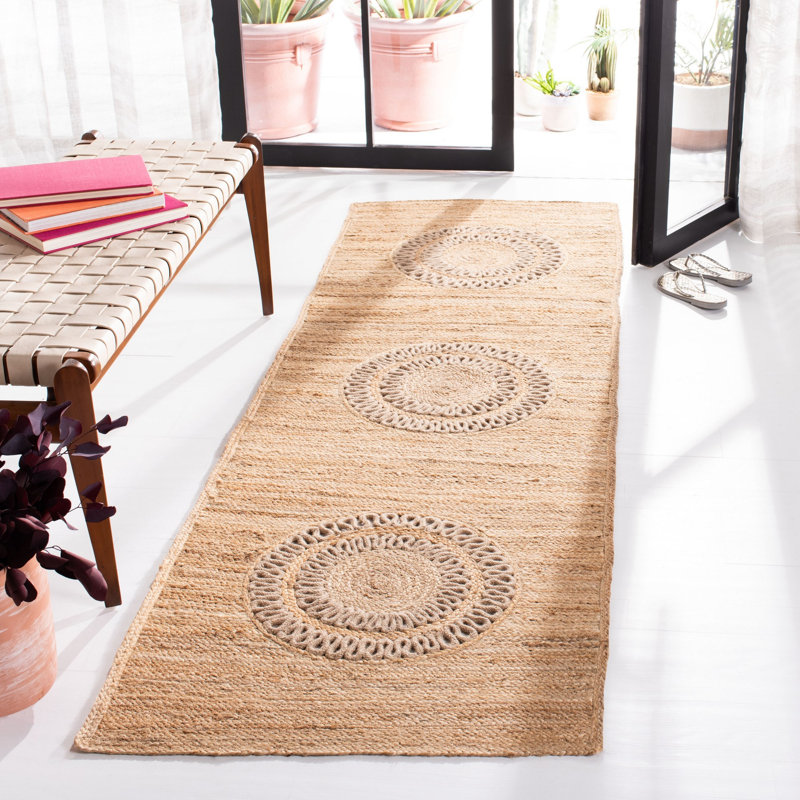 Robs Natural Fiber Hand Woven Jute Solid Color Rug, Runner 2'6" x 8'