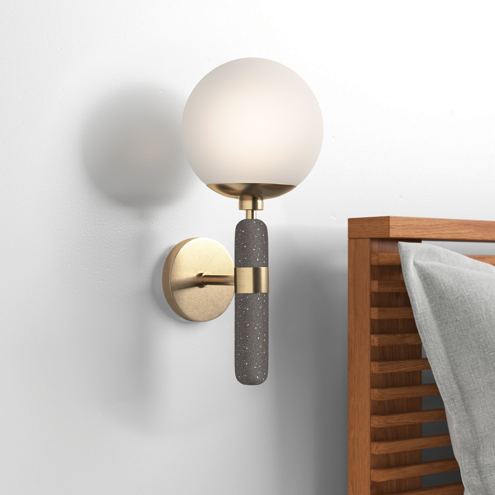 Harley Single Light Dimmable Armed Sconce, Aged Brass